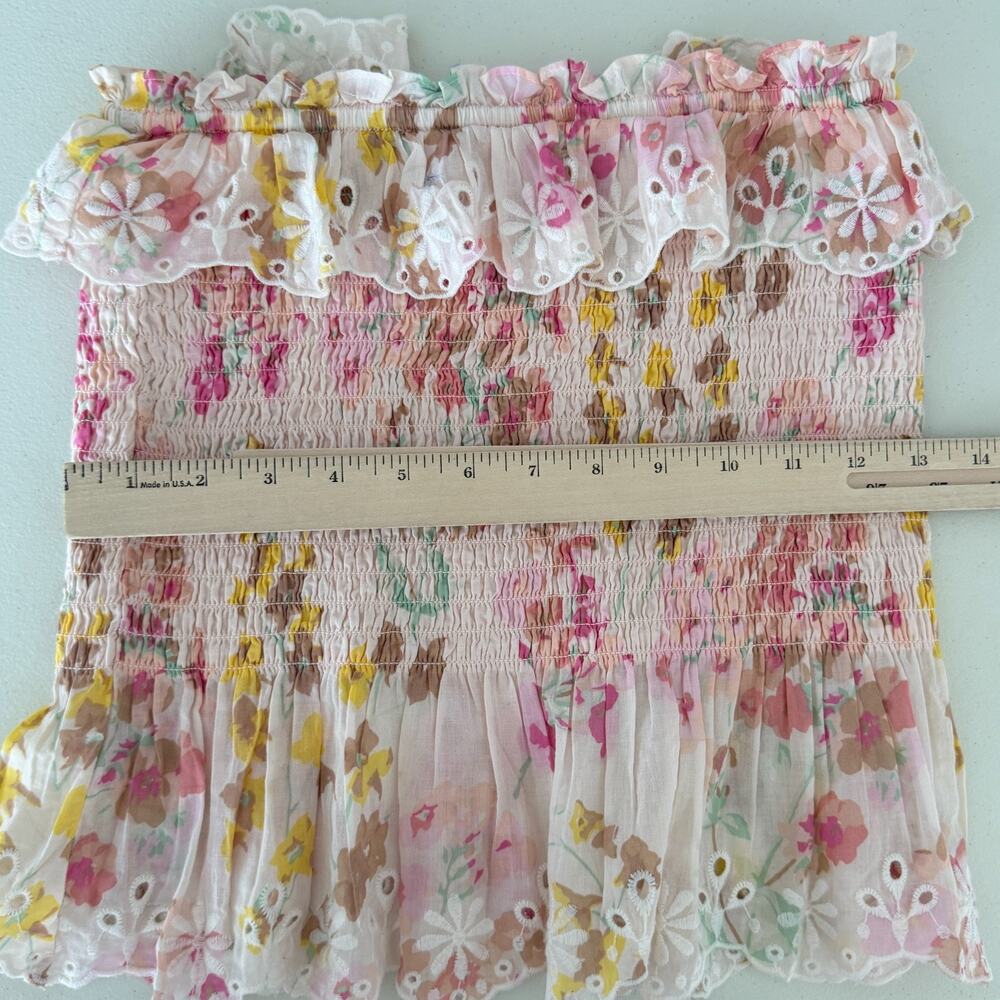 Polo Ralph Lauren Top Small Floral Strapless Smocked Eyelet Coquette Romantic - Picture 8 of 8
